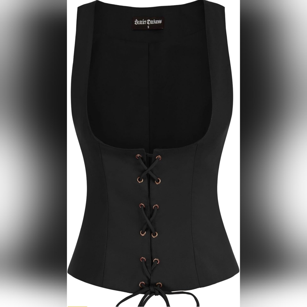 ⭐ Black Renaissance Underbust Vest Corset Sleeveless - NWT